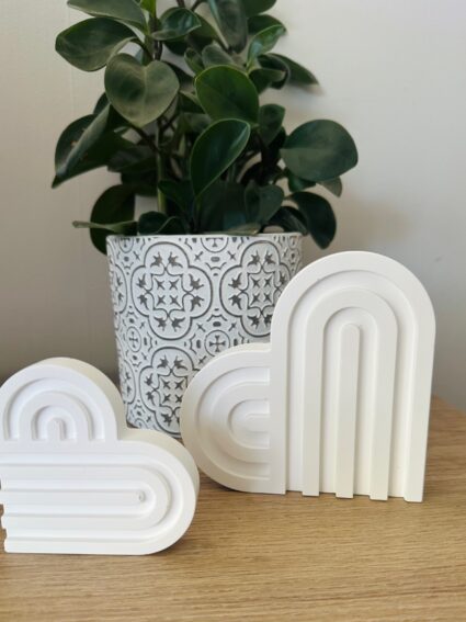 textured heart ornaments